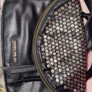 Under One Sky Black and Silver Studded Clutch